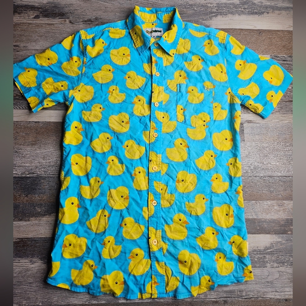 Tipsy Elves Men's Short Sleeve Rubber Ducky Shirt Size Men's Large